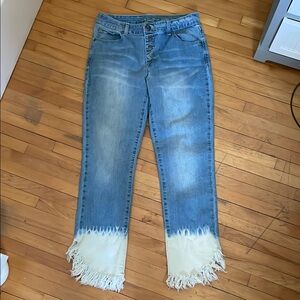 Fringe Hem Blue Jeans